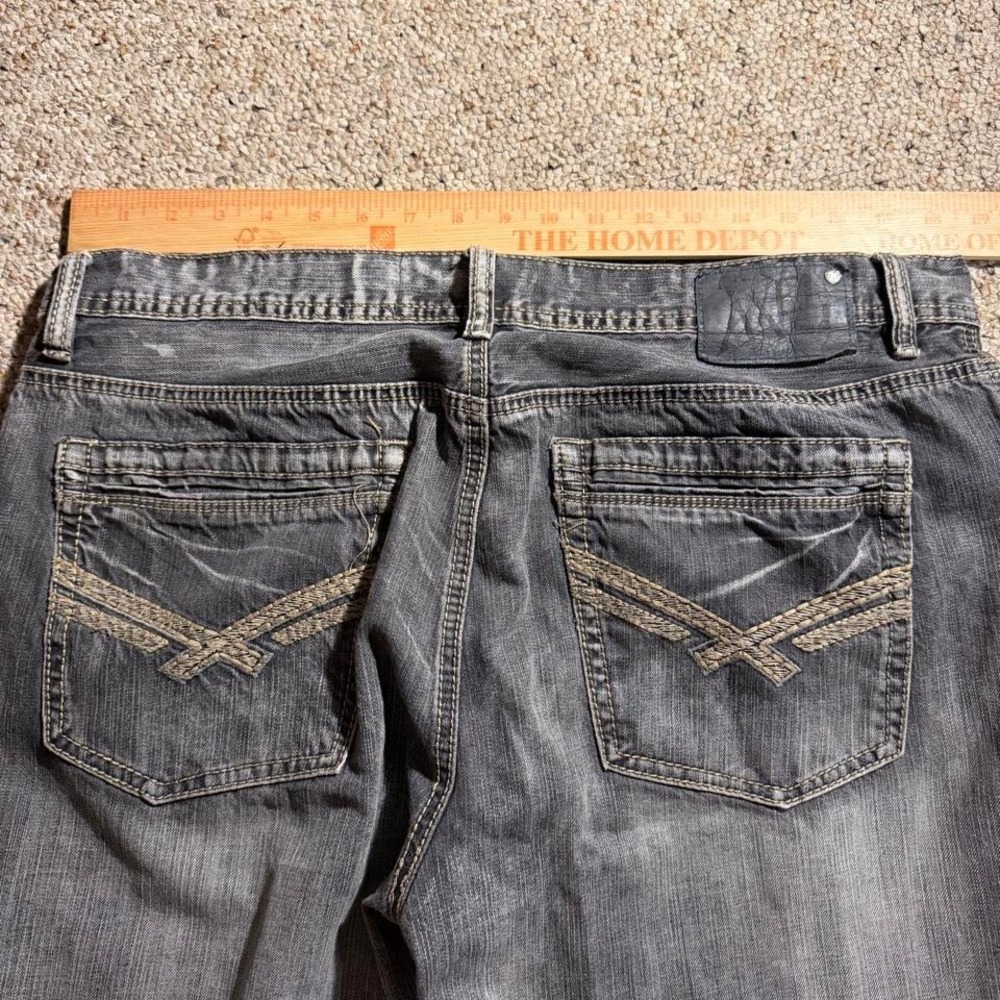 Y2K Axel Jeans Grey Stone Wash Baggy Bootcut Jeans Size 36x30 Skater Denim - Picture 5 of 7